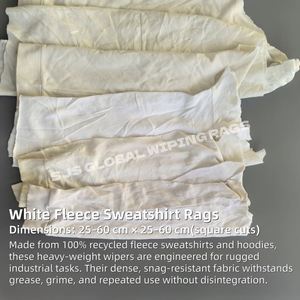 Chiffons industriels 100% coton, chiffons en molleton blanc recyclé, 10 kg de chiffons de nettoyage et d'essuyage fabriqués - Product Image 2