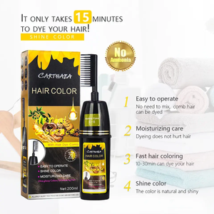 Shampoo colorant capillaire noir 3 en 1 au ginseng avec peigne, crème colorante pour <span class=keywords><strong>cheveux</strong></span> gris pour hommes et femmes - Product Image 2