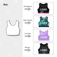 Haut court scintillant en strass pour cheerleading, tenue d'entraînement pour équipe de cheerleading, vêtements de danse d'académie, sublimation de haute qualité, vêtements de sport