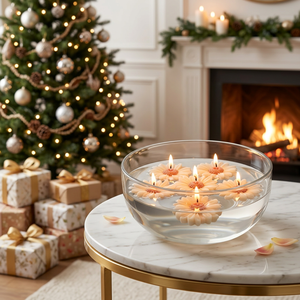 Bougie flottante en forme de marguerite rose en paraffine, sans fumée, sans gouttelettes, pour décoration intérieure de Noël, bougie artistique moderne non parfumée - Product Image 4