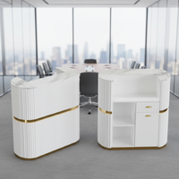 Nouveau comptoir de réception en bois moderne personnalisé, best-seller, pour immeuble de bureaux, petit comptoir de réception circulaire