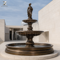 Fontaine sculpturale en bronze moulée à la main, cascade d'eau à plusieurs niveaux avec patine antique pour hôtel, cour, jardin, villa, place publique, aménagement paysager