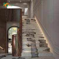MT STONE - Vente Flash - Quartzite du Brésil - Pierre Naturelle - Marbre Pandora - Marbre Beige - Carreaux d'Escalier - Escalier rétroéclairé