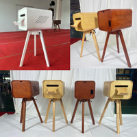 Dudukan Printer Kayu Retro untuk Photo Booth, Konstruksi Kayu Oak, Kepala Berputar, Panel Depan Magnetik, dan Akses Kabel Printer