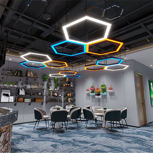 Tùy Chỉnh Hình Lục Giác Sắt Tổ Ong Thiết Kế <span class=keywords><strong>LED</strong></span> Đèn Chùm Sáng Tạo Mặt Dây Chuyền Đèn Cho Văn Phòng Internet Quán Cà Phê Phòng Tập Thể Dục Công Nghiệp Phong Cách - Product Image 2