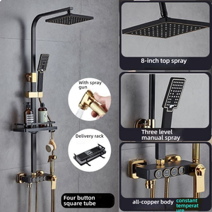 Ensemble de rideaux de douche thermostatiques numériques de luxe Wayon pour salle de bain avec pommeau de douche effet pluie - Product Image 6