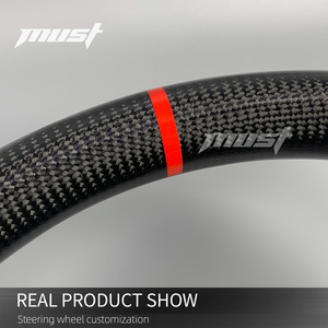 Volante de Fibra de Carbono Personalizado para <span class=keywords><strong>Mercedes</strong></span>-Benz 2019-2020 W205 W213 C E CLE GLC E300 con Empuñaduras de Cuero Perforado <span class=keywords><strong>Rojo</strong></span> - Product Image 5