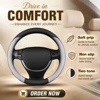 Coprivolante per Auto in Pelle Artificiale, Antiscivolo, Assorbente, Ultra-sottile, a Forma di D, Traspirante, per Tutte le Stagioni
