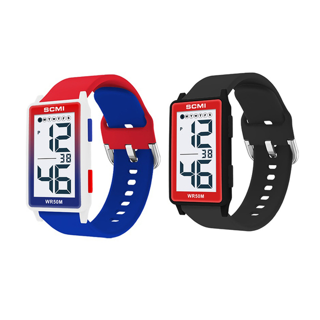 Sports Digital Chronograph Watch Clock New Trendy Waterproof Multi-Function Ultra-thin Design Wrist Watches Plastic for Student