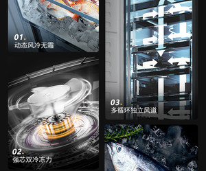 Réfrigérateur-congélateur intégré avec compresseur, capacité de 529 litres, dissipation thermique arrière, affichage, armoire ultra-fine, tiroir à ouverture par le haut - Product Image 4