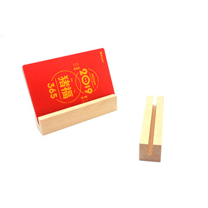 Solid Wood Card Holder Beech Pine Walnut Desktop Business Card Stand Custom Logo Polishing Finish - Product Image 3