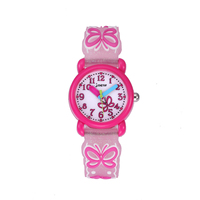 Montre à quartz de dessin animé en gros, OEM personnalisée, pour enfants et filles, analogique, bracelet en PVC, boîtier en plastique, étanche, design mignon, cadeau