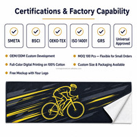 Serviette de sport personnalisée en coton 100% à séchage rapide pour cyclisme et gym, impression numérique, couleurs variées, commande en petites quantités (MOQ)