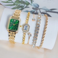 Nouvel Ensemble Montre et Bracelet de Luxe pour Femme en Acier Inoxydable, Tendance, Simple, Carré, à Quartz et Étanche
