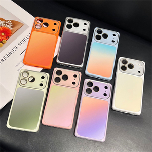 เคสโทรศัพท์ทรงสี่เหลี่ยมแบบกระจกไล่เฉดสี Gradient AG Frame สำหรับ iPhone 18 17 16 15 14 Pro Max ฝาหลังแบบด้านป้องกันเลนส์กล้องลายเรนโบว์ - Product Image 1