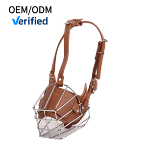Bozal para Perro, Máscara Metálica, Cesta de Alambre Segura, Correas de Cuero Ajustables y Duraderas para Perros Grandes, Cuero Genuino para Mascotas - Product Image 1