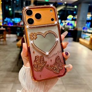 เคสโทรศัพท์เคลือบทองหรูหรา พร้อมฝาครอบกระจกเพชร สำหรับ iPhone 16 15 14 Plus, เคส iPhone 17 Pro Max รุ่นพรีเมียมสำหรับผู้หญิง - Product Image 6