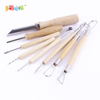 Kit de 8 outils de sculpture de citrouille d'Halloween transfrontalier en bois et métal, couteau grattoir pour poterie et argile, outils d'art céramique