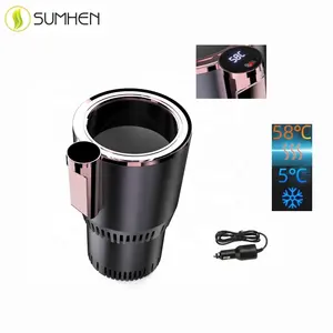 2 IN 1 Mini Car fridge Warmer and cooler Cup Travel Coffee Mug For Car Smart Touch With LED Display