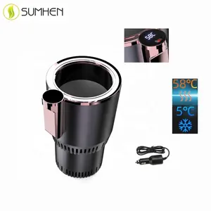 2 EM 1 geladeira Mini Carro Mais Quente e Mais frio Copo de Café do Curso Caneca Para Carro Toque Inteligente Com Display LED