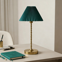 Vintage Grüne Plissierte Kabellose Tischlampe Wiederaufladbare Tragbare Retro Schreibtischleuchte für Hochzeit Heim Restaurant Dekoration