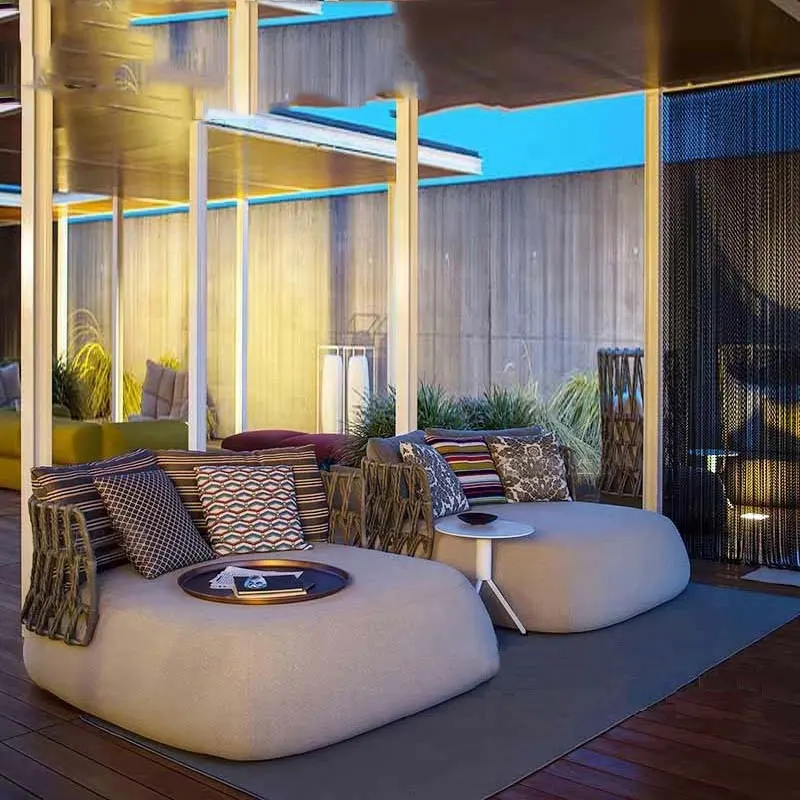 Personalize pátio vila hotel resort jardim conjunto de sofá móveis ao ar livre
