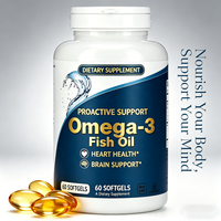 Gélules d'huile de poisson oméga-3 personnalisées en marque blanche, 1000 mg EPA DHA, complément alimentaire pour la santé cardiaque et cérébrale