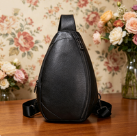 Nouveauté : Sac bandoulière vintage pour homme en cuir véritable, fermeture éclair, imperméable, durable, grande capacité