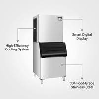 Máquina de Hielo en Cubitos de 300 kg con PLC y Compresor 220V, Fácil de Operar, Motor y Bomba de Agua para Bares Comerciales y Tiendas de Dulces
