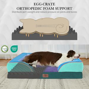 Cuccia per Cani di Lusso Grande Rettangolare con Copertura Rimovibile Impermeabile in Poliestere, Imbottitura in Schiuma a Nido d'Ape Ortopedica per Uso Estivo - Product Image 3