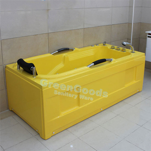 Bañera rectangular de acrílico para <span class=keywords><strong>el</strong></span> hogar, bañera de hidromasaje multifunción con <span class=keywords><strong>chorro</strong></span> de aire, color amarillo - Product Image 2