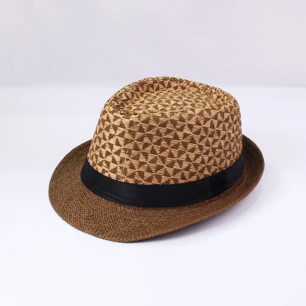 Chapeau de paille personnalisé pour hommes, chapeaux de paille Fedora en papier pour la pêche, chapeaux de paille de plage d'été de luxe, vente en gros