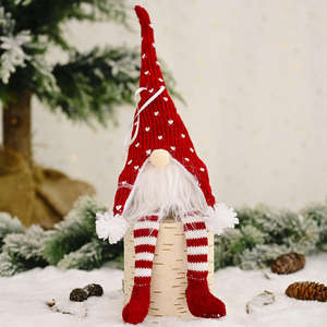 Nuevas decoraciones navideñas tejidas Piernas Largas bosque viejo muñeco con lámpara Rudolph muñeca Decoración - Product Image 6