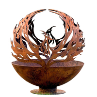 Poêle à bois extérieur feu de camp feu de forêt Corten Steel Sphere dome leaf fire fosses