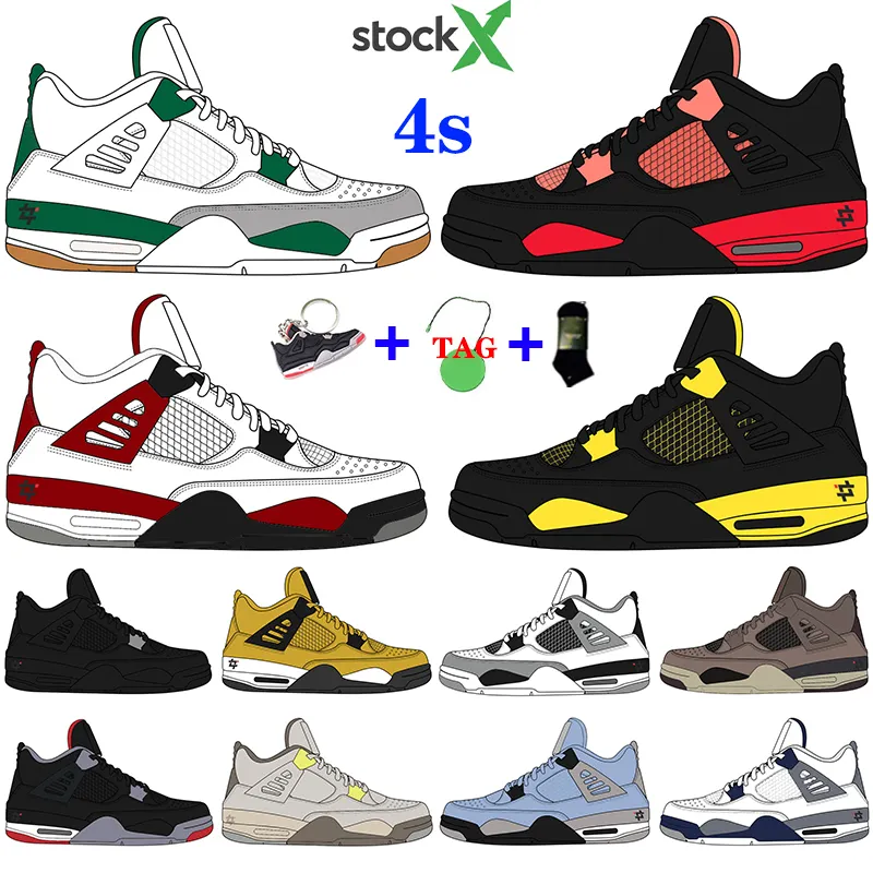 2023 In Stock X High quality 4 Retro Thunder (2023) SB Pine Green Basketball Shoes Sneakers Retro 4 Shoes