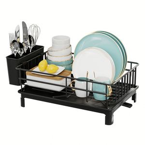 Single Layer Hollow Metal <b>Dish</b> <b>Rack</b> Kitchen Countertop Drainage Tray Multifunctional Tableware <b>Rack</b> Rust Resistant Durable - Product Image 6