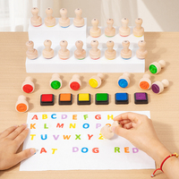 Ensemble de tampons en bois DIY pour projets artistiques d'enfants, alphabet et lettres ABC, avec tampon encreur, pour cadeaux de fête d'anniversaire