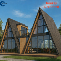 Bâtiment modulaire de structure en acier à cadre en A de style boutique à faible coût livraison dans le monde entier camping-car Bungalow Triangle Kit hôtels