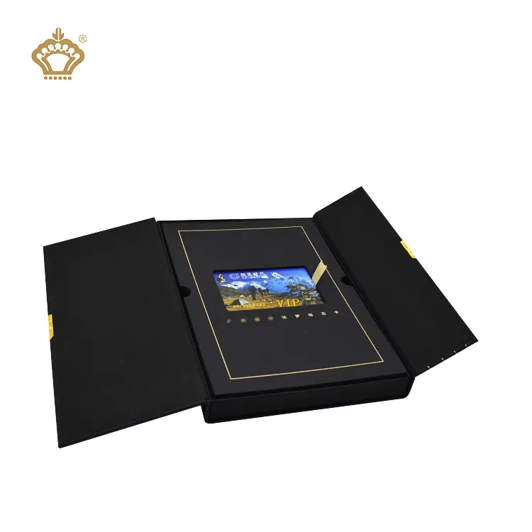 Customized Double Door Opening Box Black Vip Membership Card Nfc Gift Packaging Pick-up Set U Disk Card Gift Box With Ribbon