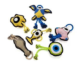 Оптовая продажа, индивидуальные интерактивные игрушки из натурального хлопка с рисунком инопланетян, игрушки для домашних животных для чистки зубов щенков, жевательные игрушки для собак