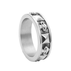 yunnique <b>Titanium</b> Steel Skull <b>Ring</b> Men's Punk Geometric Design Silver Color 26091 - Product Image 1