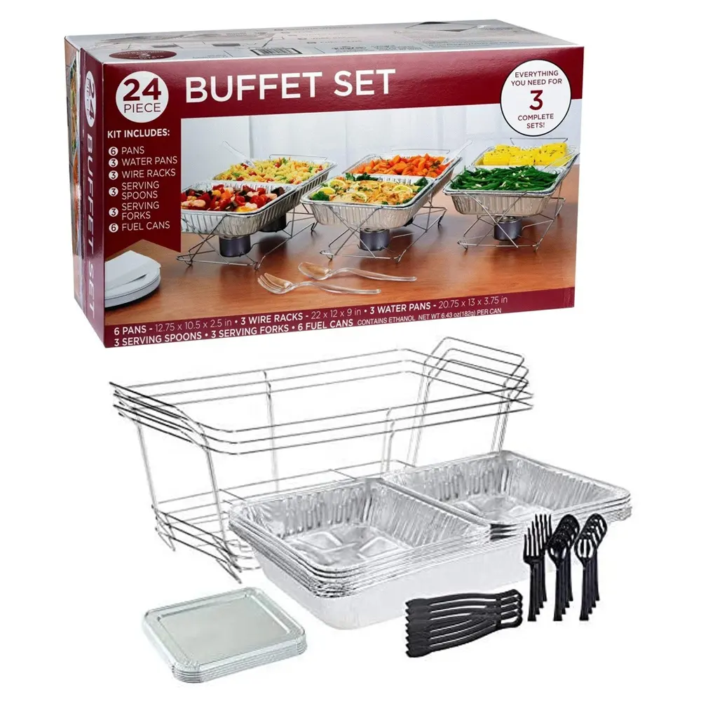 Party Event Buffet Chafer Food Warmer Serving Trays Wire Frame Aluminum Pan Disposable Chafing Dish Racks