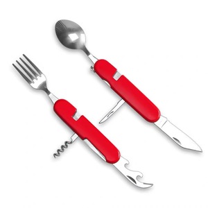 Couteau de camping multifonction personnalisé en gros, couteau pliant de voyage, fourchette et cuillère avec ouvre-bouteille/décapsuleur - Product Image 3