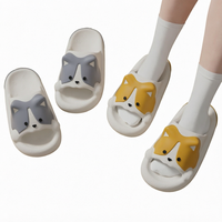 Mignonnes pantoufles Corgi de dessin animé, antidérapantes, légères, à semelle souple, pour intérieur, extérieur, salle de bain, sandales d'été