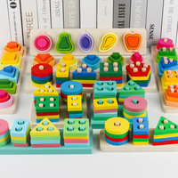 Juguetes de Madera Montessori para Niños y Niñas de 1 a 3 Años, Reconocimiento de Colores y Apilador de Formas, Juguete Educativo de Madera