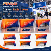 Nappe personnalisée imprimée 6ft 8ft, housse de table extensible ajustée pour publicité et promotion avec sublimation couleur intégrale