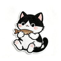 Patch brodé personnalisé Chaton Blanc Cartoonlack, thermocollant et auto-adhésif, pour la décoration de vêtements, sacs et articles vestimentaires
