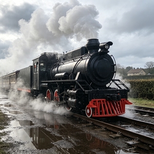 <span class=keywords><strong>Locomotive</strong></span> de train à vapeur vintage rouge et or, style européen, pour balades touristiques panoramiques - Product Image 1