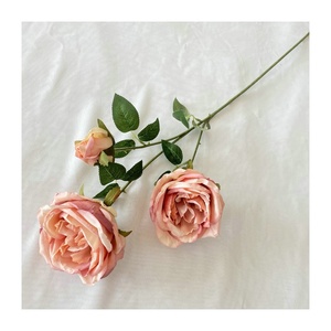 Rosa Austin decorazione Hotel per la casa a 3 teste di cavallo ubriaco tessuto spazzolato rosa simulato Bouquet di fiori artificiali per la laurea - Product Image 5