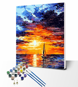 Velero personalizado puesta <span class=keywords><strong>de</strong></span> <span class=keywords><strong>sol</strong></span> paisaje mar pintura Diy pintura acrílica por números Kits <span class=keywords><strong>al</strong></span> por mayor - Product Image 1